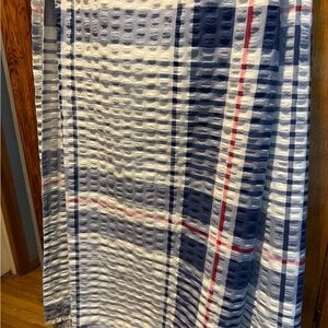 Blue and White Plaid Waffle Shower curtain